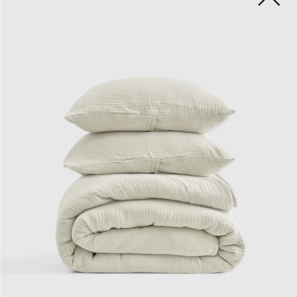 NWT QUINCE Organic Airy Gauze Duvet Cover Set Full/Queen Ivory